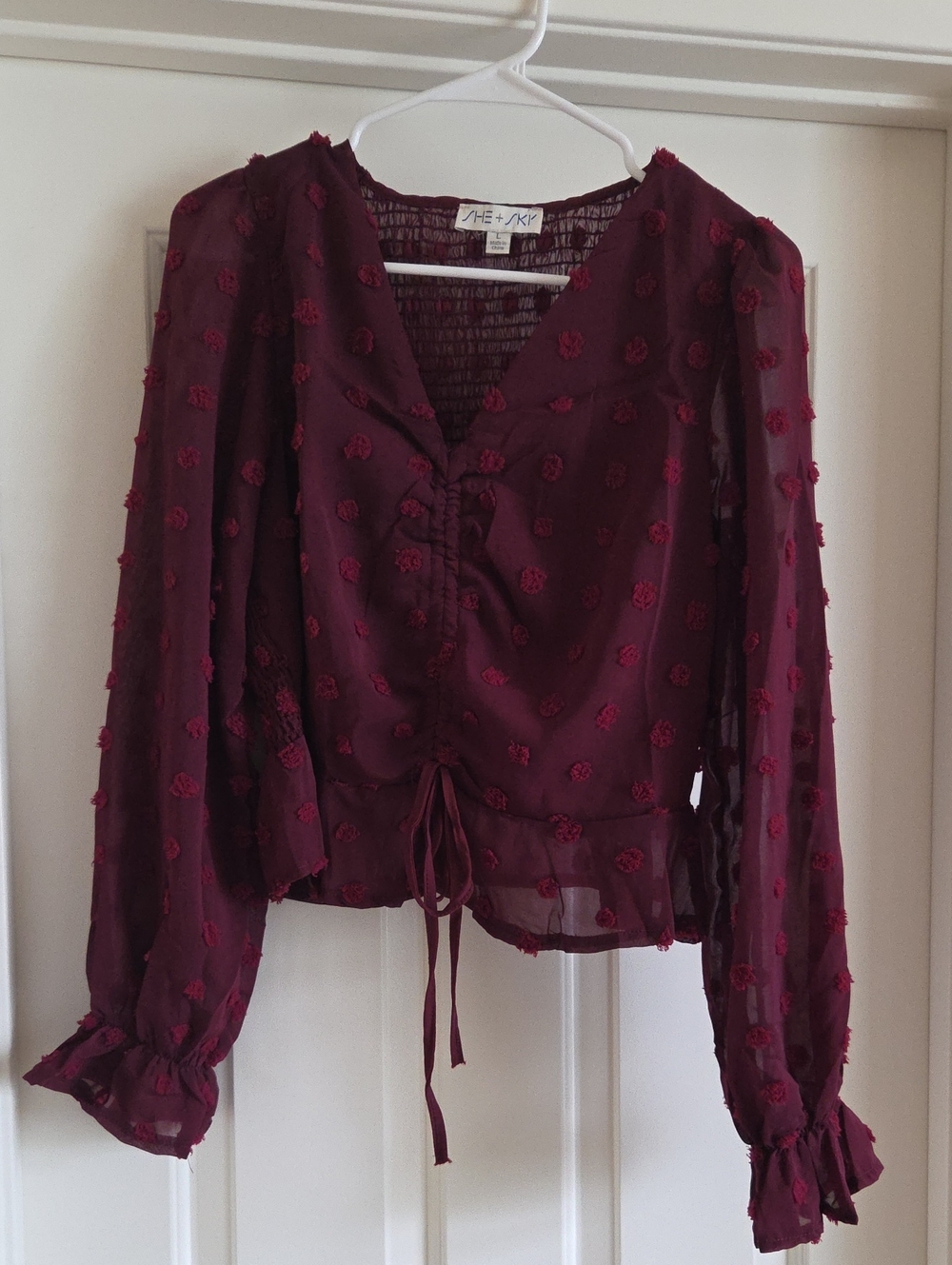 She + Sky Floral Sheer Blouse in Red